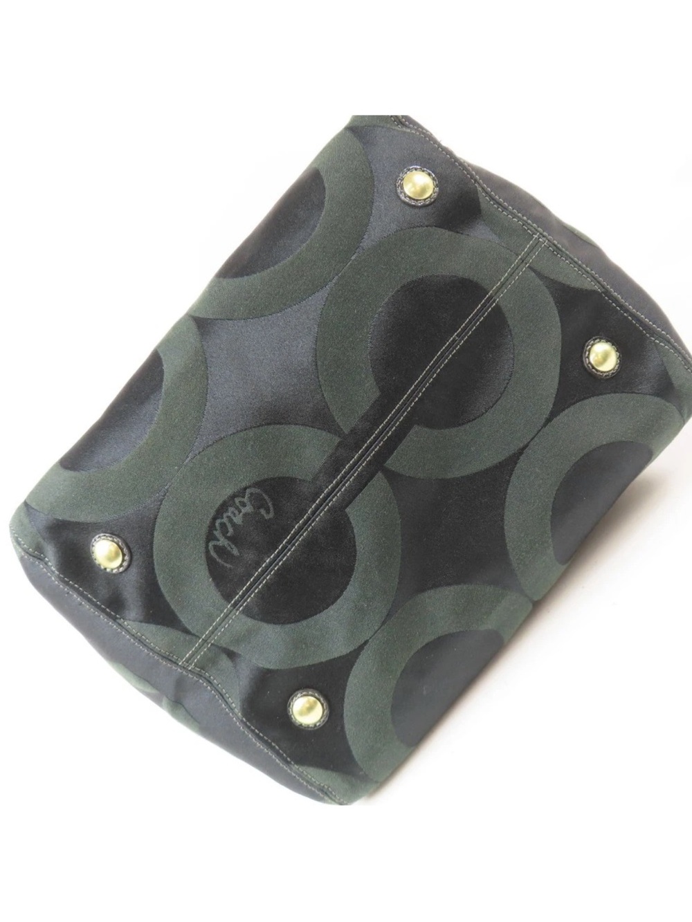 Coach Dark Green and Black Signature Tote with Gold Hardware - Picture 5 of 16